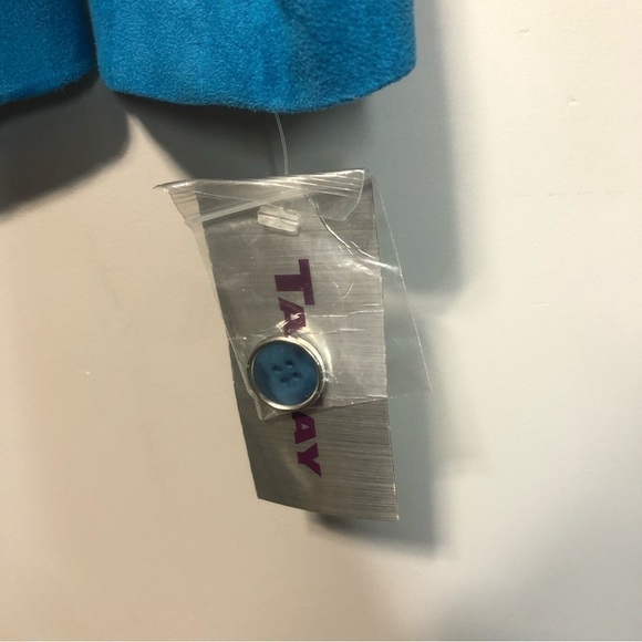 NWT Tanjay Bright Blue Faux Suede Blazer Jacket, size 8P - Picture 7 of 10